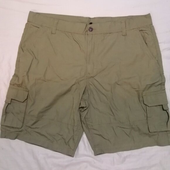 Men's Lightweight Cotton Cargo Shorts, Khaki/Olive Drab - Picture 1 of 3